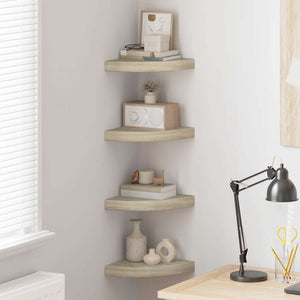 vidaXL Corner Floating Shelves 4 pcs. Oak Look 25x25x3.8 cm MDF