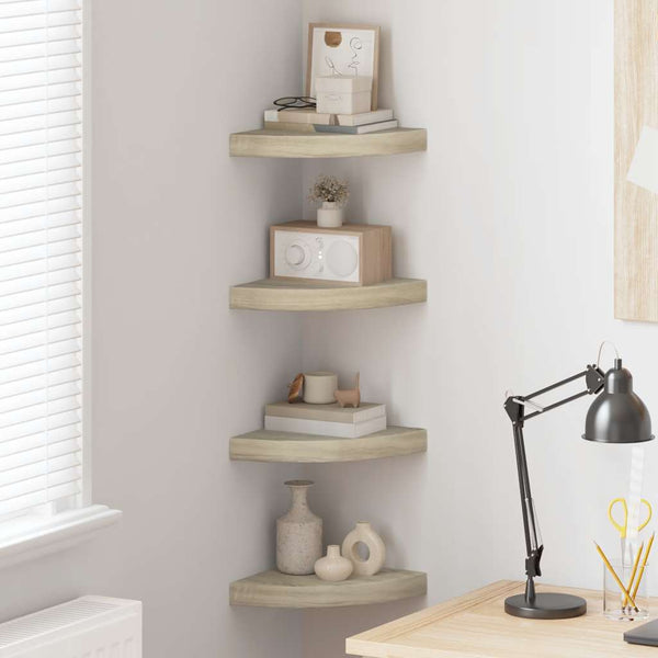 vidaXL Corner Floating Shelves 4 pcs. Oak Look 25x25x3.8 cm MDF