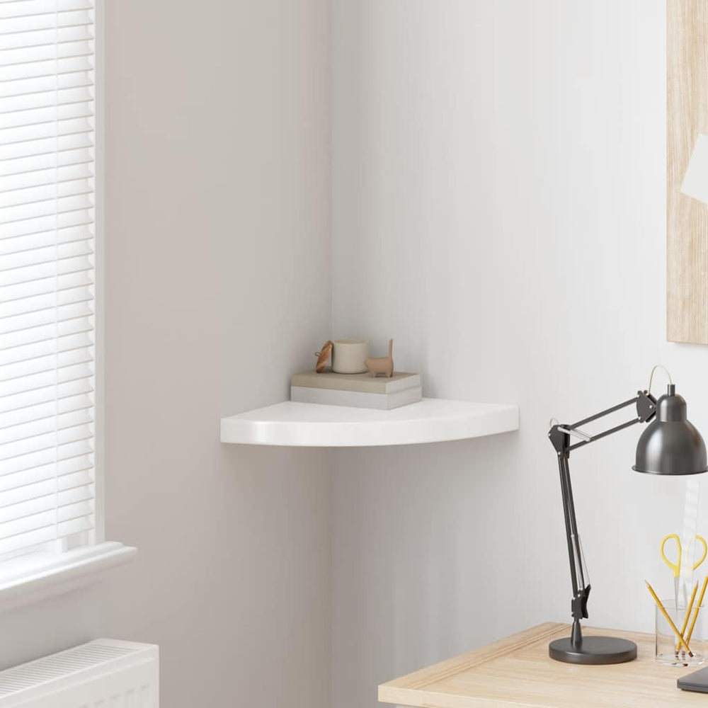 vidaXL Corner Floating Shelf High-Gloss White 35x35x3.8 cm MDF