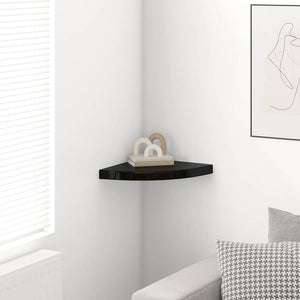 vidaXL Corner Floating Shelf High Gloss Black 35x35x3.8 cm MDF
