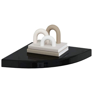 vidaXL Corner Floating Shelf High Gloss Black 35x35x3.8 cm MDF