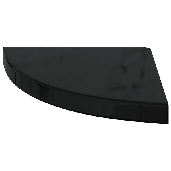 vidaXL Corner Floating Shelf High Gloss Black 35x35x3.8 cm MDF