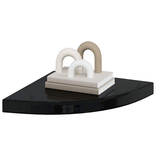 vidaXL Floating Corner Shelves 2 pcs High Gloss Black 35x35x3.8 cm MDF