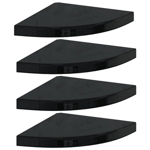 vidaXL Corner Floating Shelves 4 pcs. High Gloss Black 35x35x3.8 cm MDF