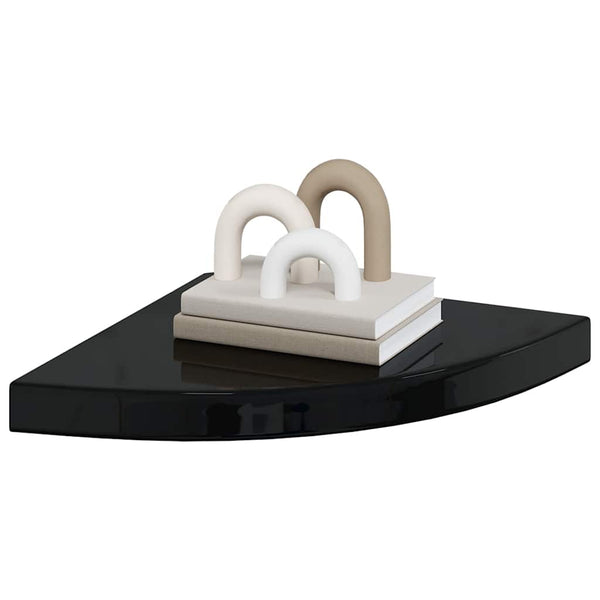 vidaXL Corner Floating Shelves 4 pcs. High Gloss Black 35x35x3.8 cm MDF