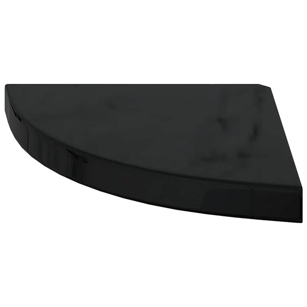 vidaXL Corner Floating Shelves 4 pcs. High Gloss Black 35x35x3.8 cm MDF