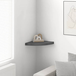 vidaXL Corner Floating Shelf High-Gloss Grey 35x35x3.8 cm MDF