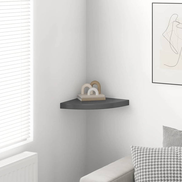 vidaXL Corner Floating Shelf High-Gloss Grey 35x35x3.8 cm MDF