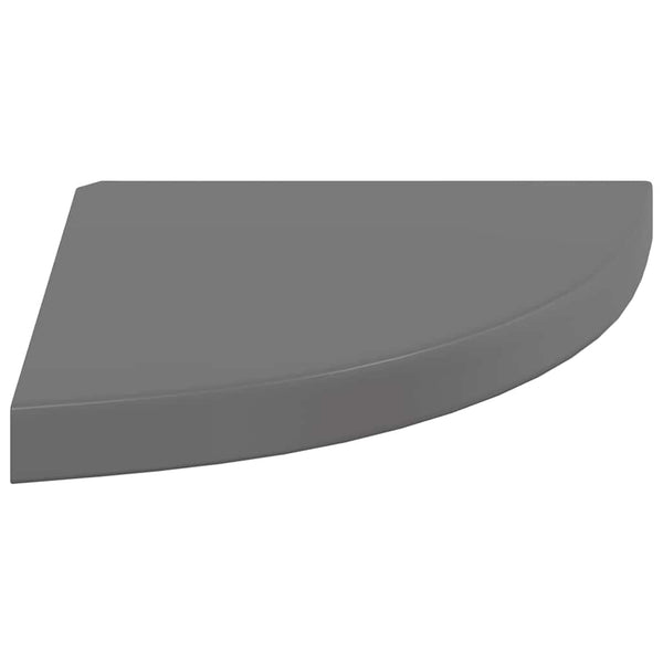 vidaXL Corner Floating Shelf High-Gloss Grey 35x35x3.8 cm MDF