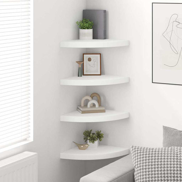 vidaXL Corner Floating Shelves 4 pcs White 35x35x3.8 cm MDF