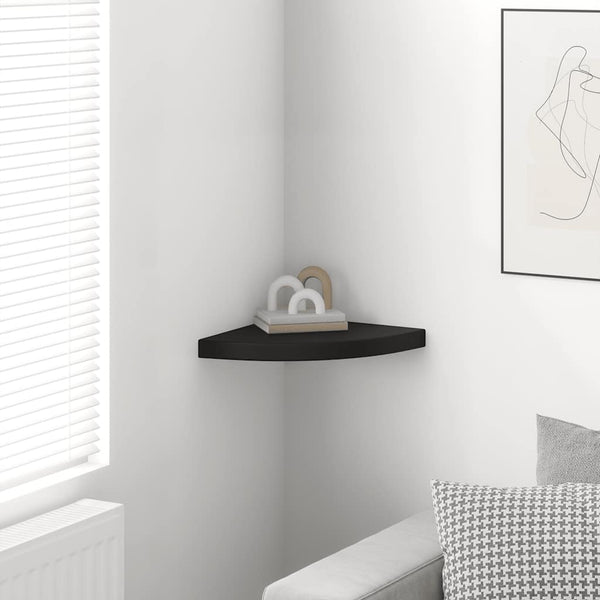 vidaXL Corner Floating Shelf Black 35x35x3.8 cm MDF