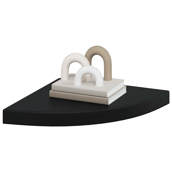vidaXL Corner Floating Shelf Black 35x35x3.8 cm MDF