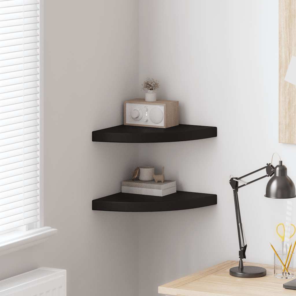 vidaXL Corner Floating Shelves 2 pcs Black 35x35x3.8 cm MDF