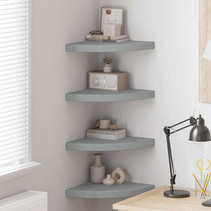 vidaXL Floating Corner Shelves 4 pcs. Grey 35x35x3.8 cm MDF