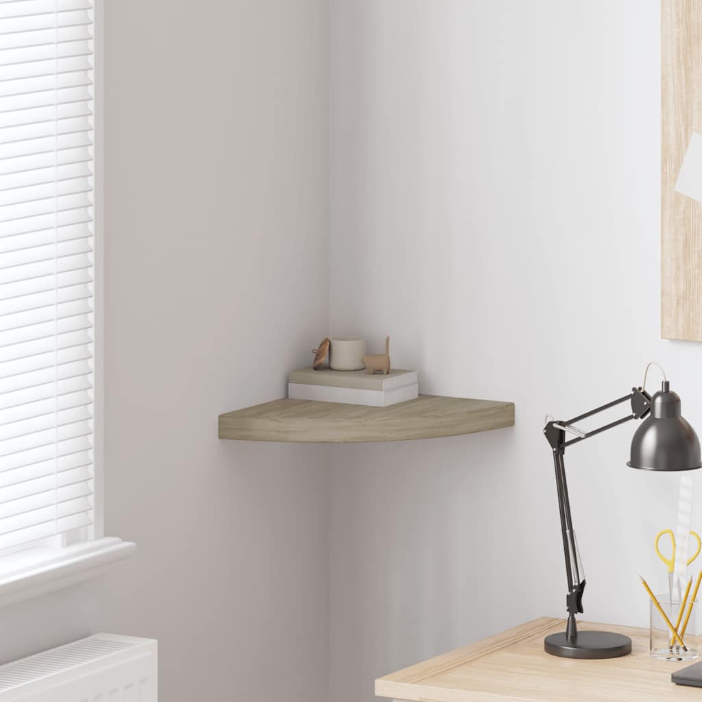 vidaXL Corner Floating Shelf Oak Look 35x35x3.8 cm MDF