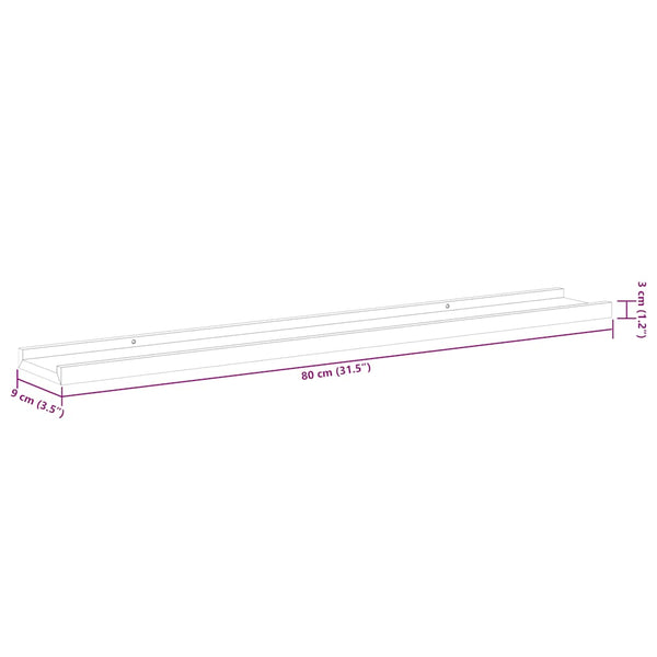 vidaXL Picture Ledges 2 pcs. White 80x9x3 cm MDF