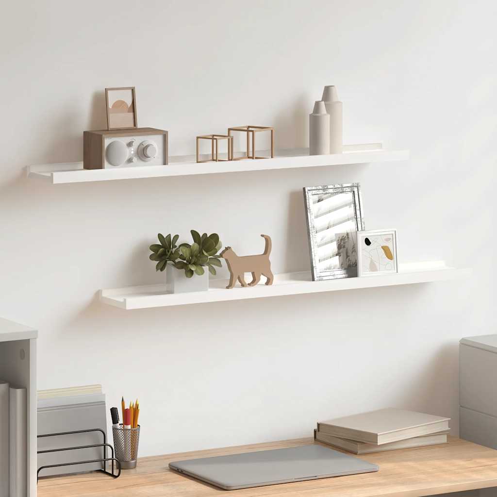 vidaXL Picture Ledges 2 pcs. White 80x9x3 cm MDF