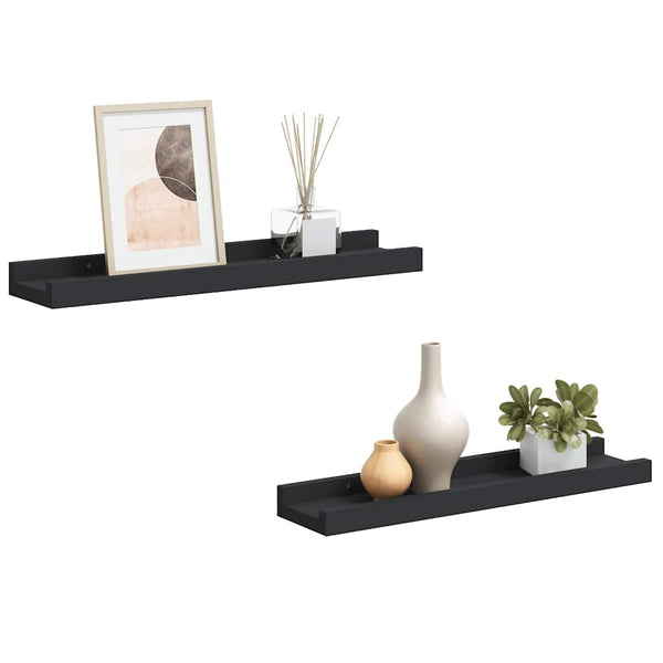 vidaXL Picture Ledges 2 pcs Black 40x9x3 cm MDF