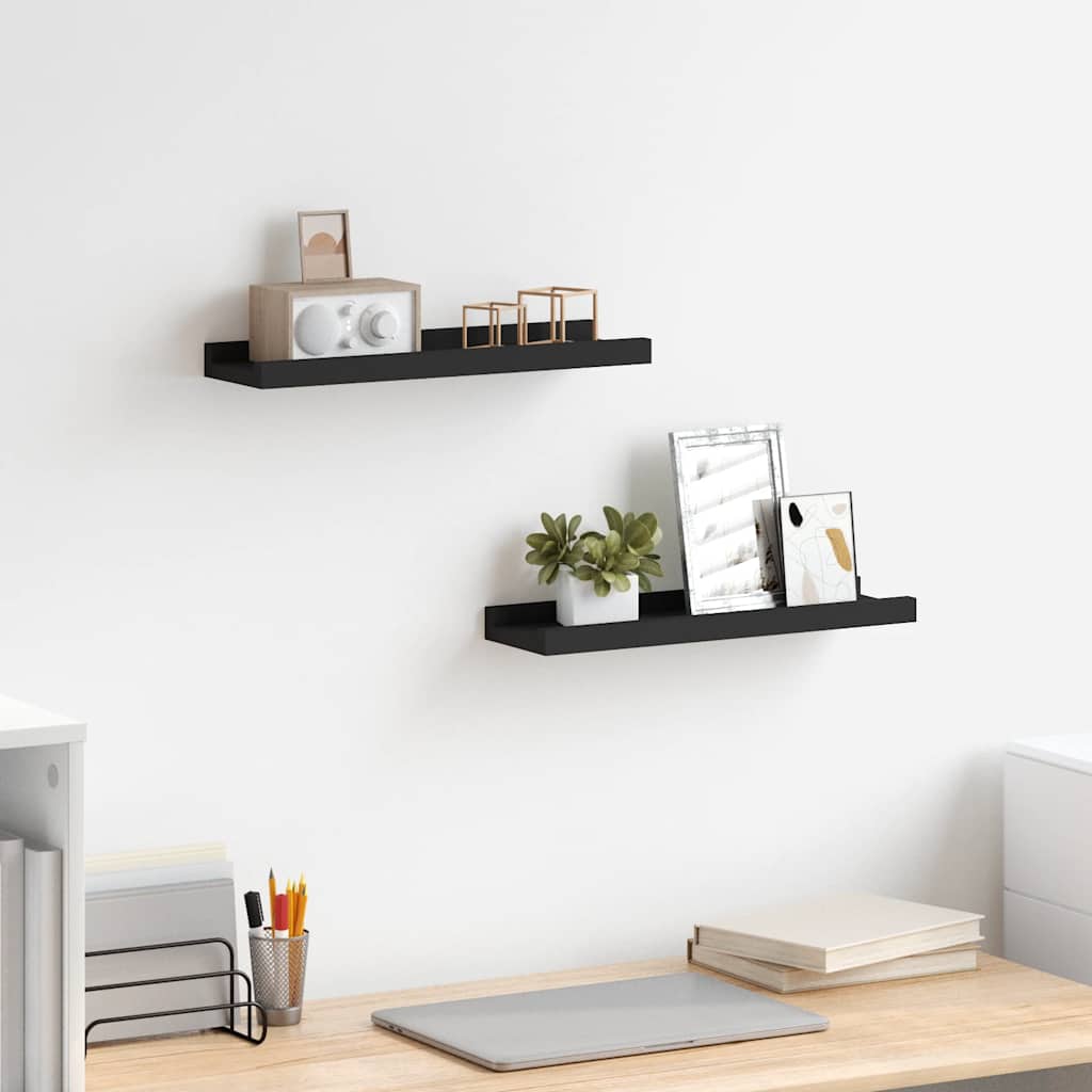 vidaXL Picture Ledges 2 pcs Black 40x9x3 cm MDF
