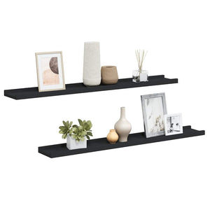 vidaXL Picture Ledges 2 pcs Black 80x9x3 cm MDF