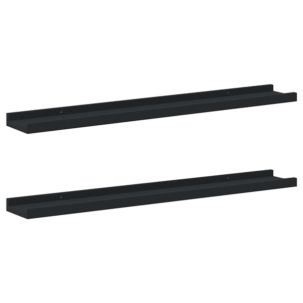 vidaXL Picture Ledges 2 pcs Black 80x9x3 cm MDF