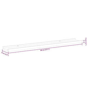 vidaXL Picture Ledges 2 pcs Black 80x9x3 cm MDF