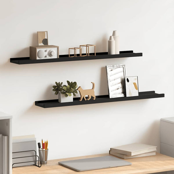 vidaXL Picture Ledges 2 pcs Black 80x9x3 cm MDF