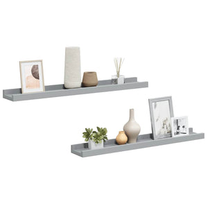 vidaXL Picture Ledges 2 pcs. Grey 60x9x3 cm MDF