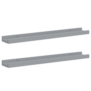 vidaXL Picture Ledges 2 pcs. Grey 60x9x3 cm MDF