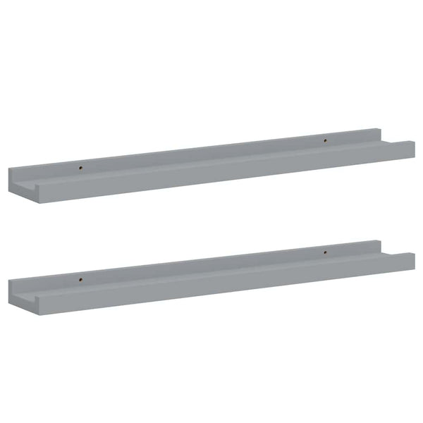vidaXL Picture Ledges 2 pcs. Grey 60x9x3 cm MDF