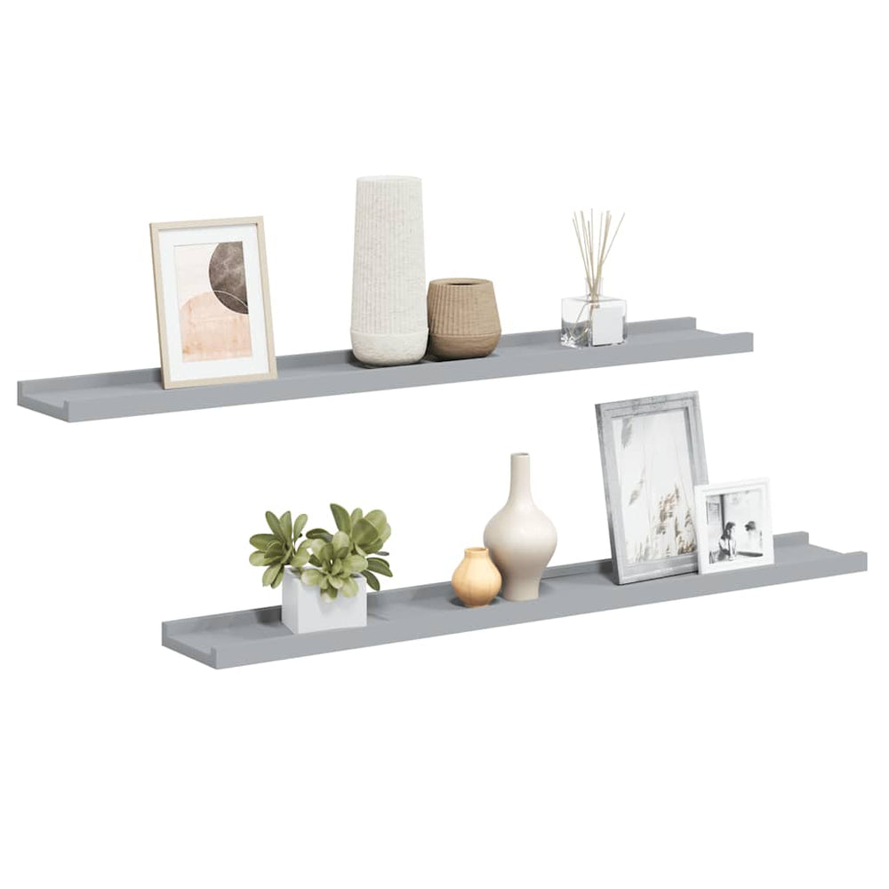 vidaXL Picture Ledges 2 pcs. Grey 80x9x3 cm MDF