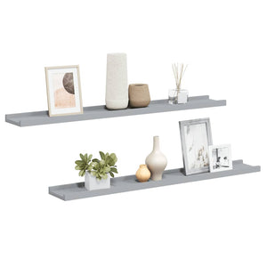 vidaXL Picture Ledges 2 pcs. Grey 80x9x3 cm MDF