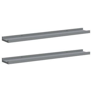 vidaXL Picture Ledges 2 pcs. Grey 80x9x3 cm MDF