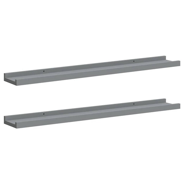 vidaXL Picture Ledges 2 pcs. Grey 80x9x3 cm MDF