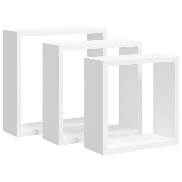 vidaXL Cube Shelves 3 pcs. White MDF
