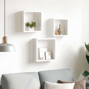 vidaXL Cube Shelves 3 pcs. White MDF