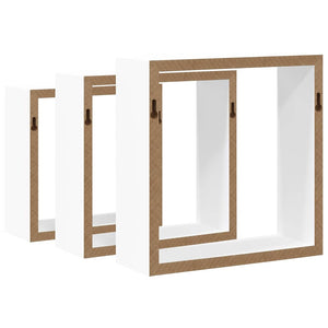 vidaXL Cube Shelves 3 pcs. White MDF