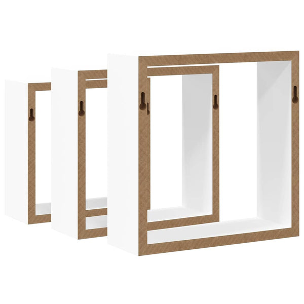 vidaXL Cube Shelves 3 pcs. White MDF
