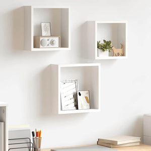 vidaXL Cube Shelves 3 pcs. White MDF