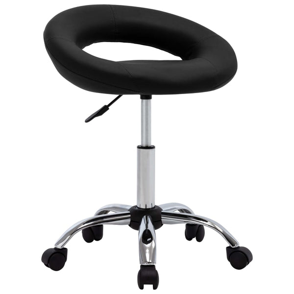 vidaXL Workshop Stool on Wheels Black Faux Leather