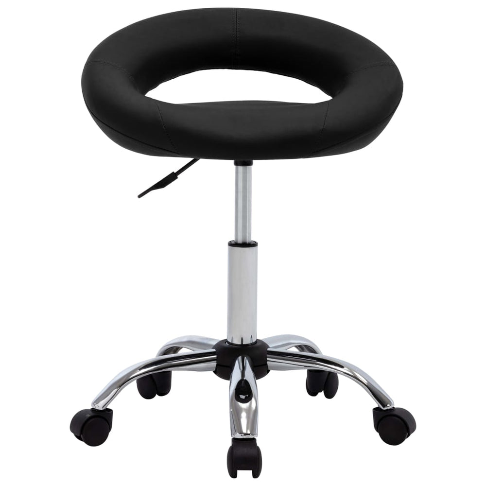 vidaXL Workshop Stool on Wheels Black Faux Leather