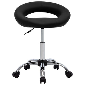 vidaXL Workshop Stool on Wheels Black Faux Leather