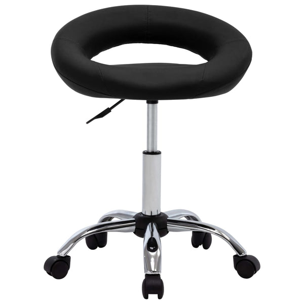 vidaXL Workshop Stool on Wheels Black Faux Leather