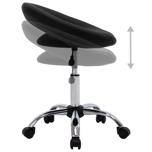 vidaXL Workshop Stool on Wheels Black Faux Leather