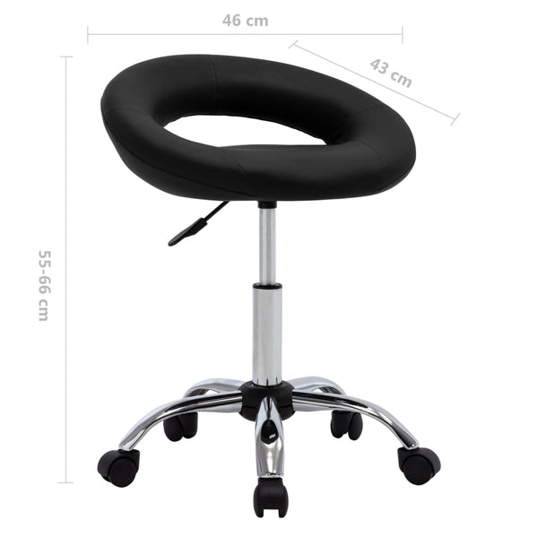 vidaXL Workshop Stool on Wheels Black Faux Leather