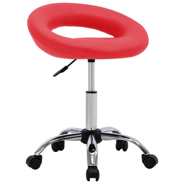 vidaXL Rolling Shop Stool Red Faux Leather