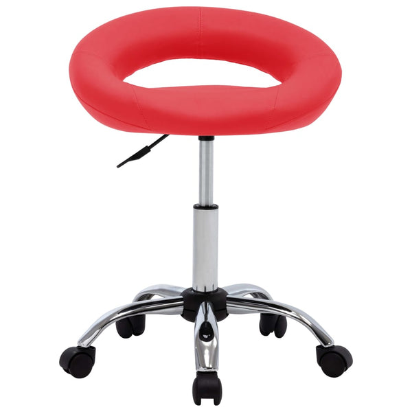vidaXL Rolling Shop Stool Red Faux Leather