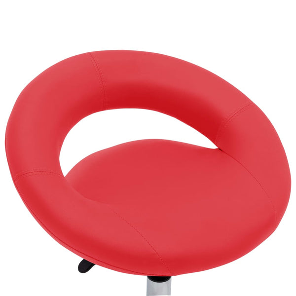vidaXL Rolling Shop Stool Red Faux Leather