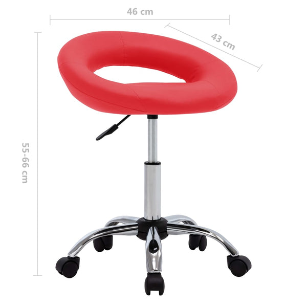 vidaXL Rolling Shop Stool Red Faux Leather