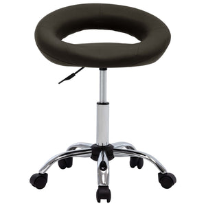 vidaXL Work Stool on Wheels Brown Faux Leather